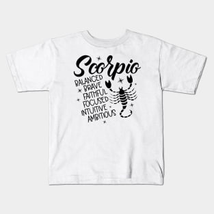 Scorpio Zodiac Sign Positive Personality Traits Kids T-Shirt